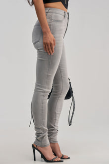 Sisoras FLEX-FIT HIGH WAISTED SUPER STRETCHY SKINNY JEANS IN GREY