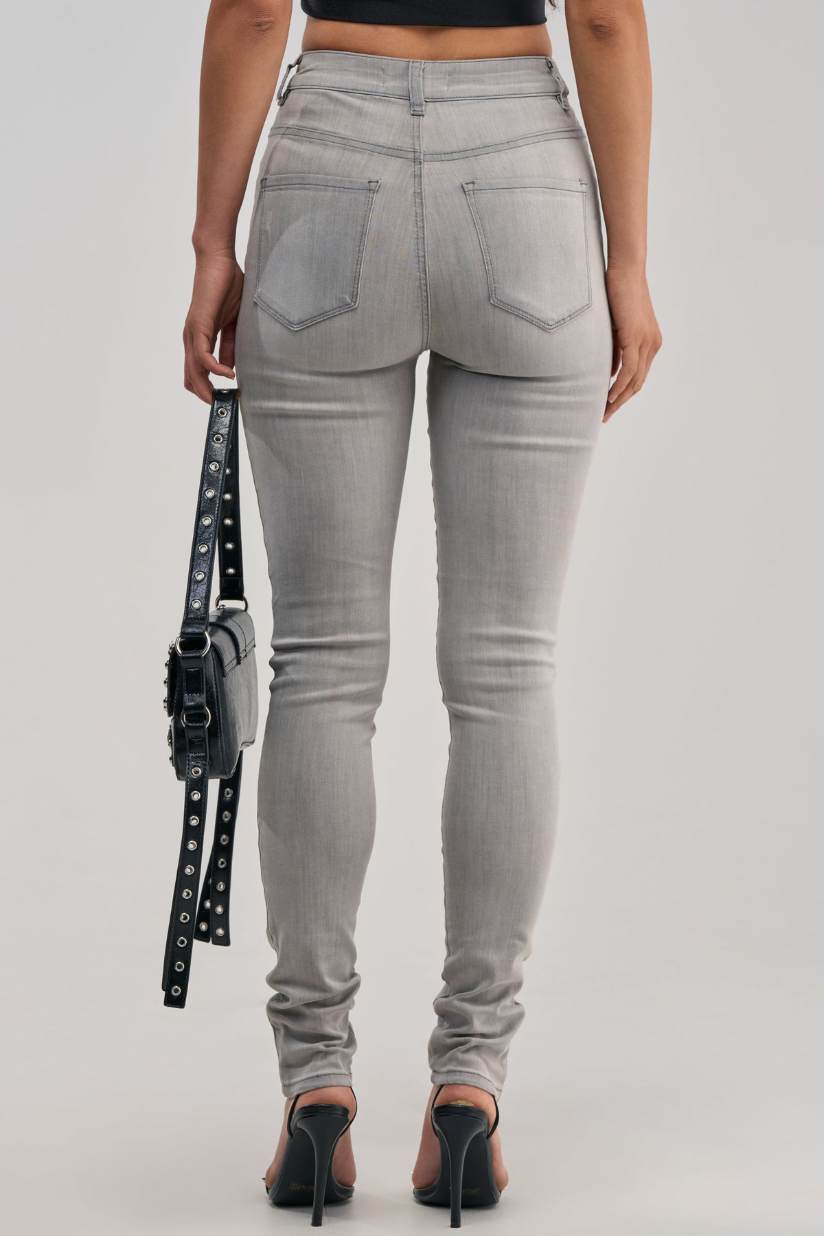 Sisoras FLEX-FIT HIGH WAISTED SUPER STRETCHY SKINNY JEANS IN GREY