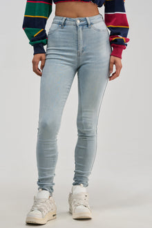 Sisoras FLEX-FIT HIGH WAISTED SUPER STRETCHY SKINNY JEANS IN LIGHT BLUE