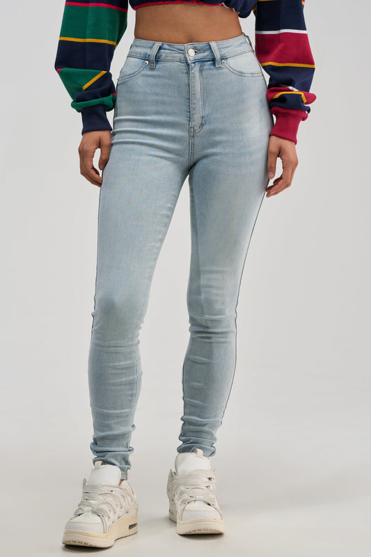Sisoras FLEX-FIT HIGH WAISTED SUPER STRETCHY SKINNY JEANS IN LIGHT BLUE