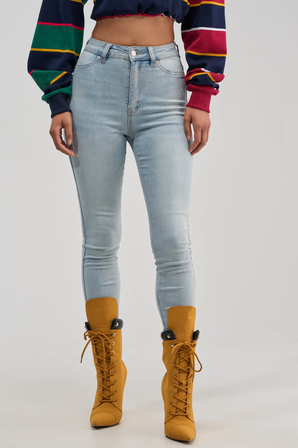 Sisoras FLEX-FIT HIGH WAISTED SUPER STRETCHY SKINNY JEANS IN LIGHT BLUE