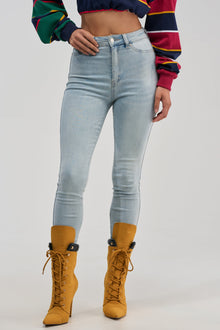 Sisoras FLEX-FIT HIGH WAISTED SUPER STRETCHY SKINNY JEANS IN LIGHT BLUE