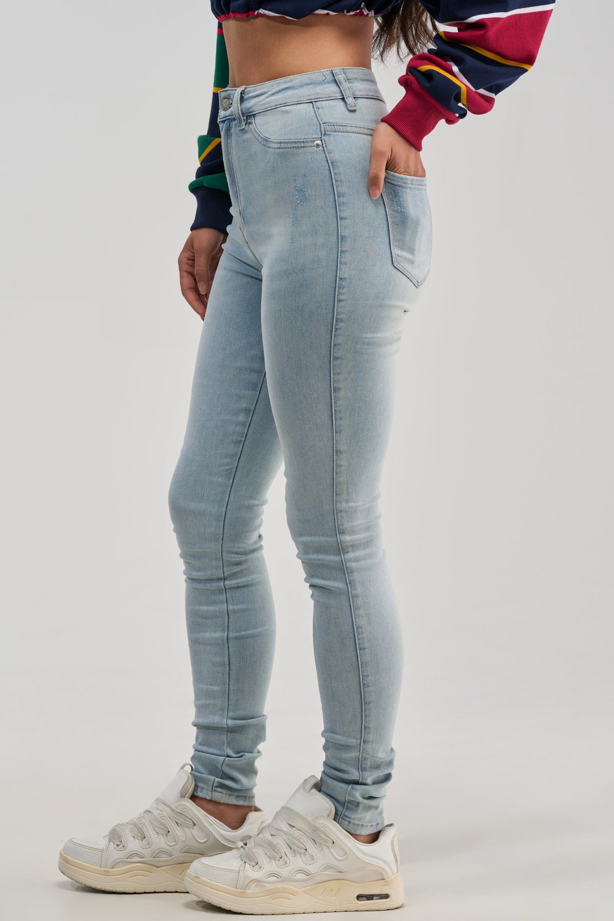 Sisoras FLEX-FIT HIGH WAISTED SUPER STRETCHY SKINNY JEANS IN LIGHT BLUE