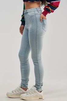 Sisoras FLEX-FIT HIGH WAISTED SUPER STRETCHY SKINNY JEANS IN LIGHT BLUE