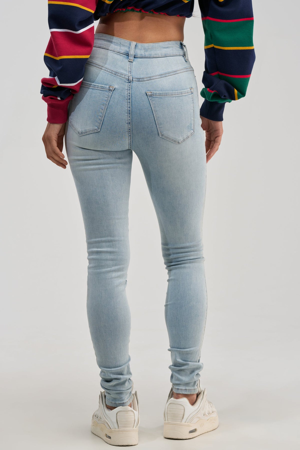 Sisoras FLEX-FIT HIGH WAISTED SUPER STRETCHY SKINNY JEANS IN LIGHT BLUE