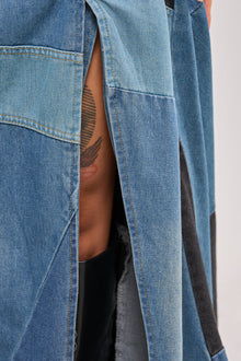 LIFE IN DENIM STRAPLESS MAXI DRESS