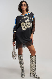PUT ME IN COACH LACE MINI JERSEY DRESS