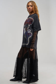 Sisoras GIRLY BUT NOT LAYERED LACE MIDI DRESS IN BLACK MULTI
