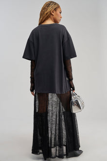 Sisoras GIRLY BUT NOT LAYERED LACE MIDI DRESS IN BLACK MULTI