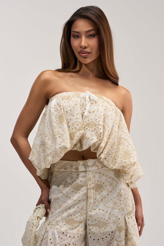 SUMMER TIME BLISS EYELET TUBE TOP