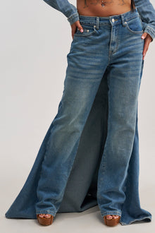SHAKE IT OFF DENIM PANT WITH SKIRT ATTACHED