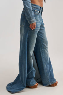 SHAKE IT OFF DENIM PANT WITH SKIRT ATTACHED