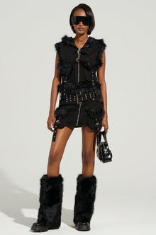 DELANEY FUR TRIM MINI SKIRT