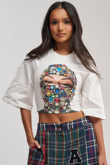 FACE CARD GRAPHIC CROPPED TEE
