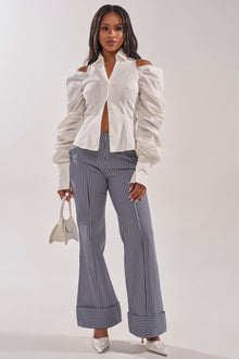 CRAZY IN LOVE WHITE BUTTON DOWN BLOUSE