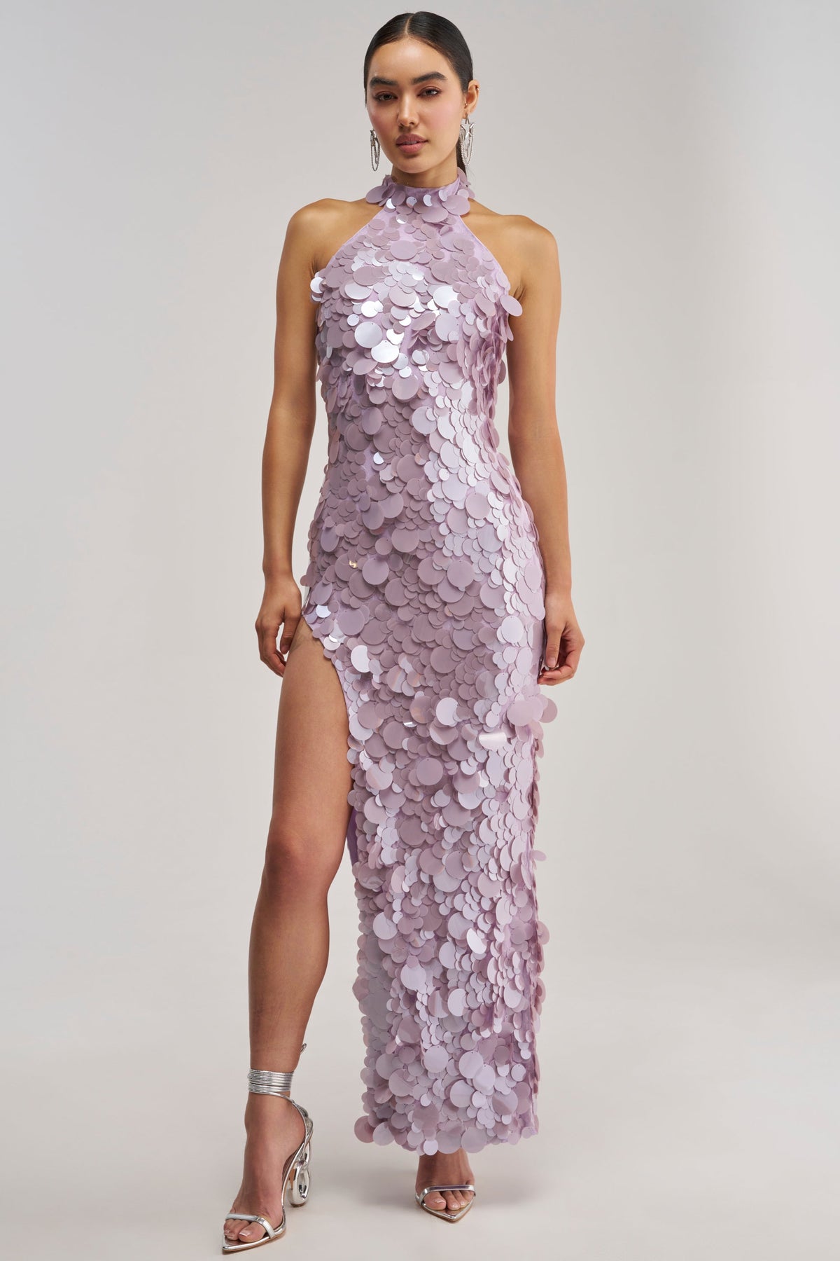 FALL FOR YOU SEQUIN MAXI DRESS IN LILAC