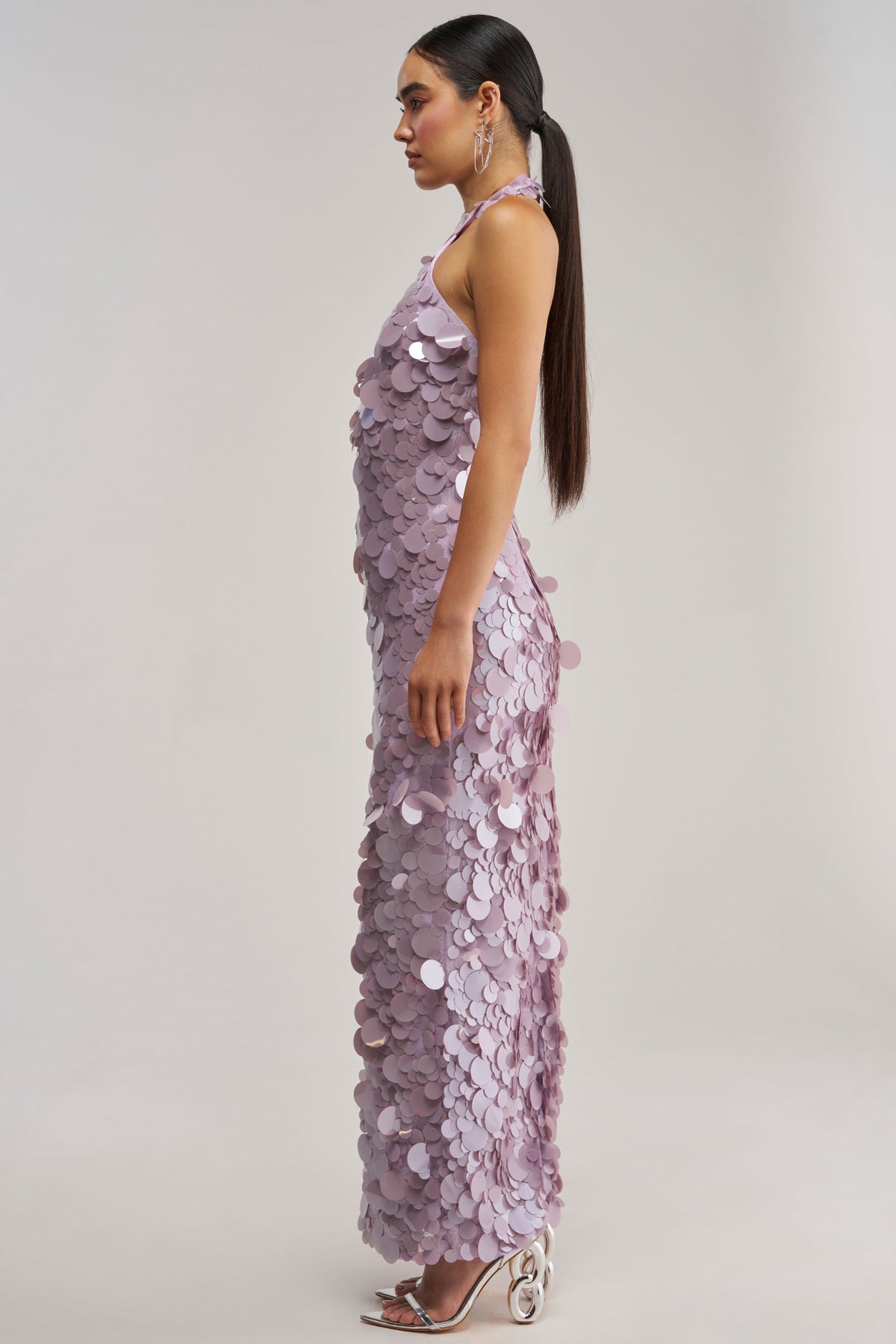 FALL FOR YOU SEQUIN MAXI DRESS IN LILAC