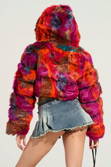 GRACELLE MULTI FAUX FUR CROPPED JACKET