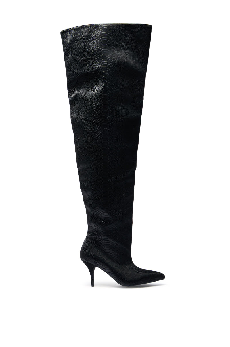 Sisoras AZALEA WANG HALINA BLACK SNAKE THIGH HIGH BOOT