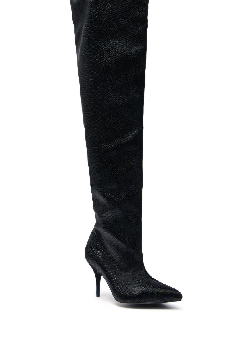 Sisoras AZALEA WANG HALINA BLACK SNAKE THIGH HIGH BOOT