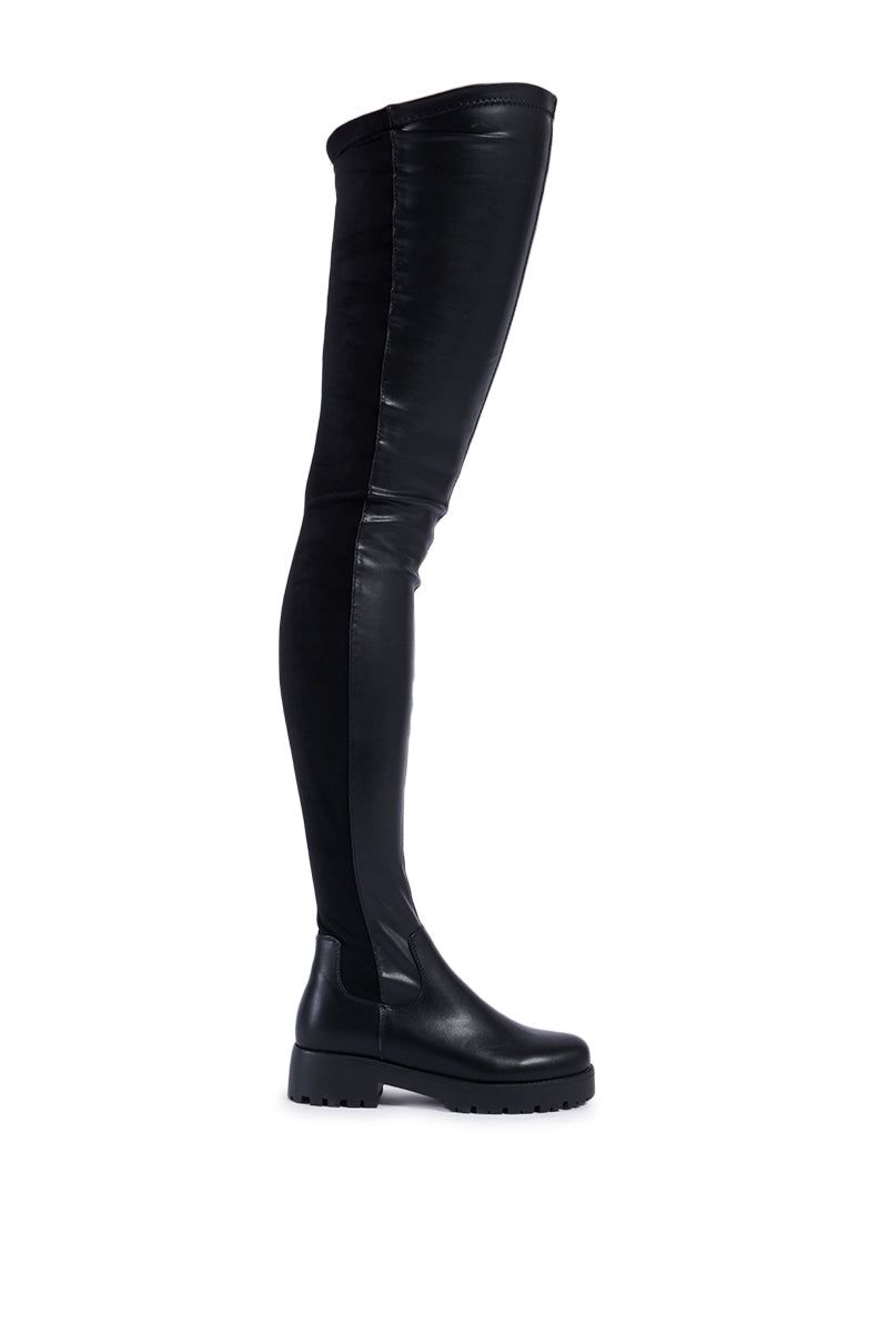 Sisoras AZALEA WANG HAYDEE BLACK OVER THE KNEE SUEDE AND PU BOOT