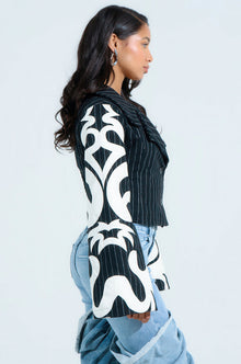 HEART ON FIRE EMBROIDERED BLAZER