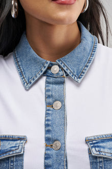 JULIETTE KNIT DENIM SLEEVELESS MINI DRESS