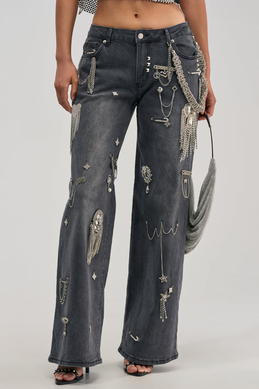 Sisoras THE BEST ONE YET RELAXED FIT BLING DENIM JEANS