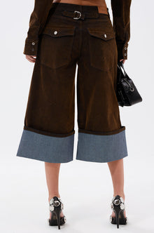 FALL VIBES VELVET BERMUDA SHORT