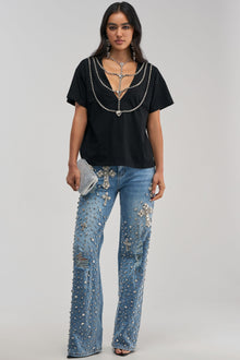 FEELING GRATEFUL RHINESTONE RELAXED DENIM