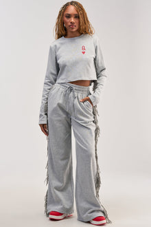 Sisoras PLAYING CARDS WIDE LEG JOGGER IN HEATHER GREY