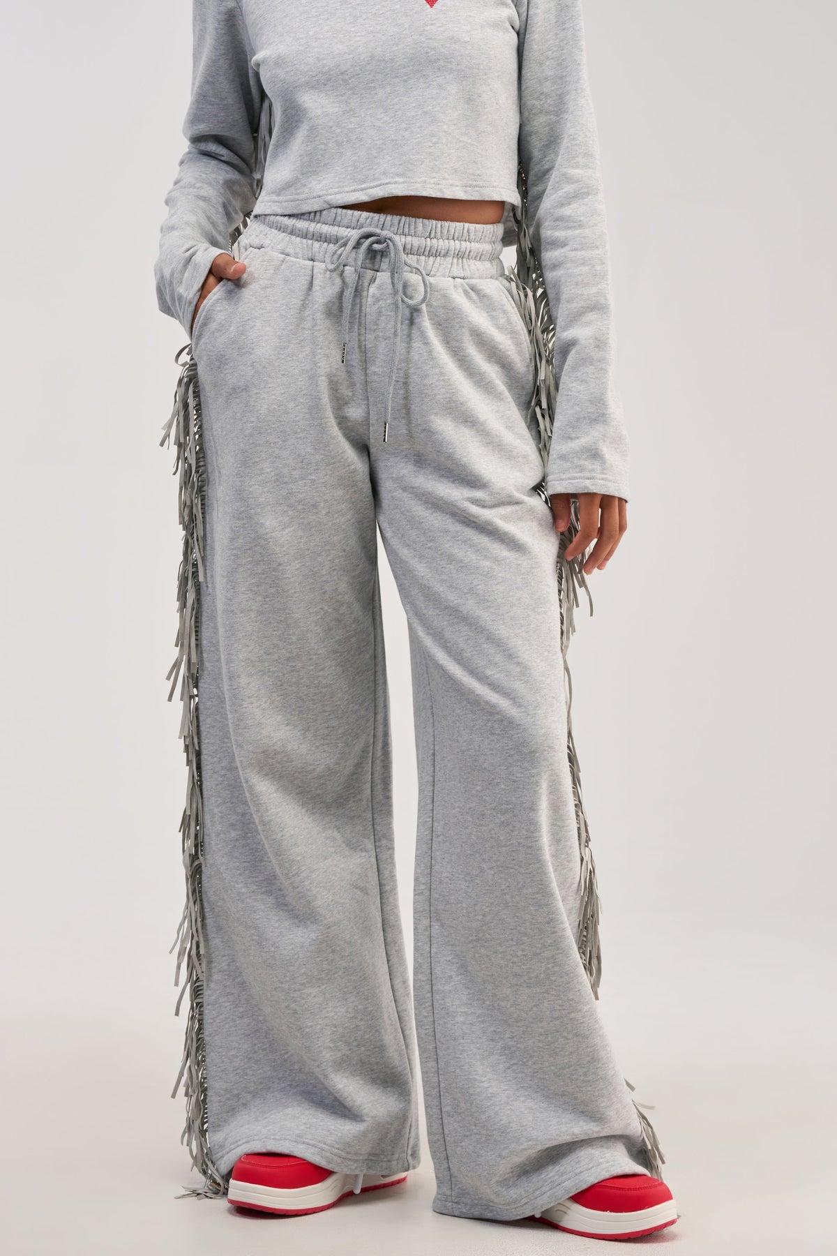 Sisoras PLAYING CARDS WIDE LEG JOGGER IN HEATHER GREY