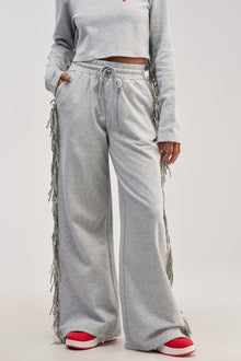 Sisoras PLAYING CARDS WIDE LEG JOGGER IN HEATHER GREY
