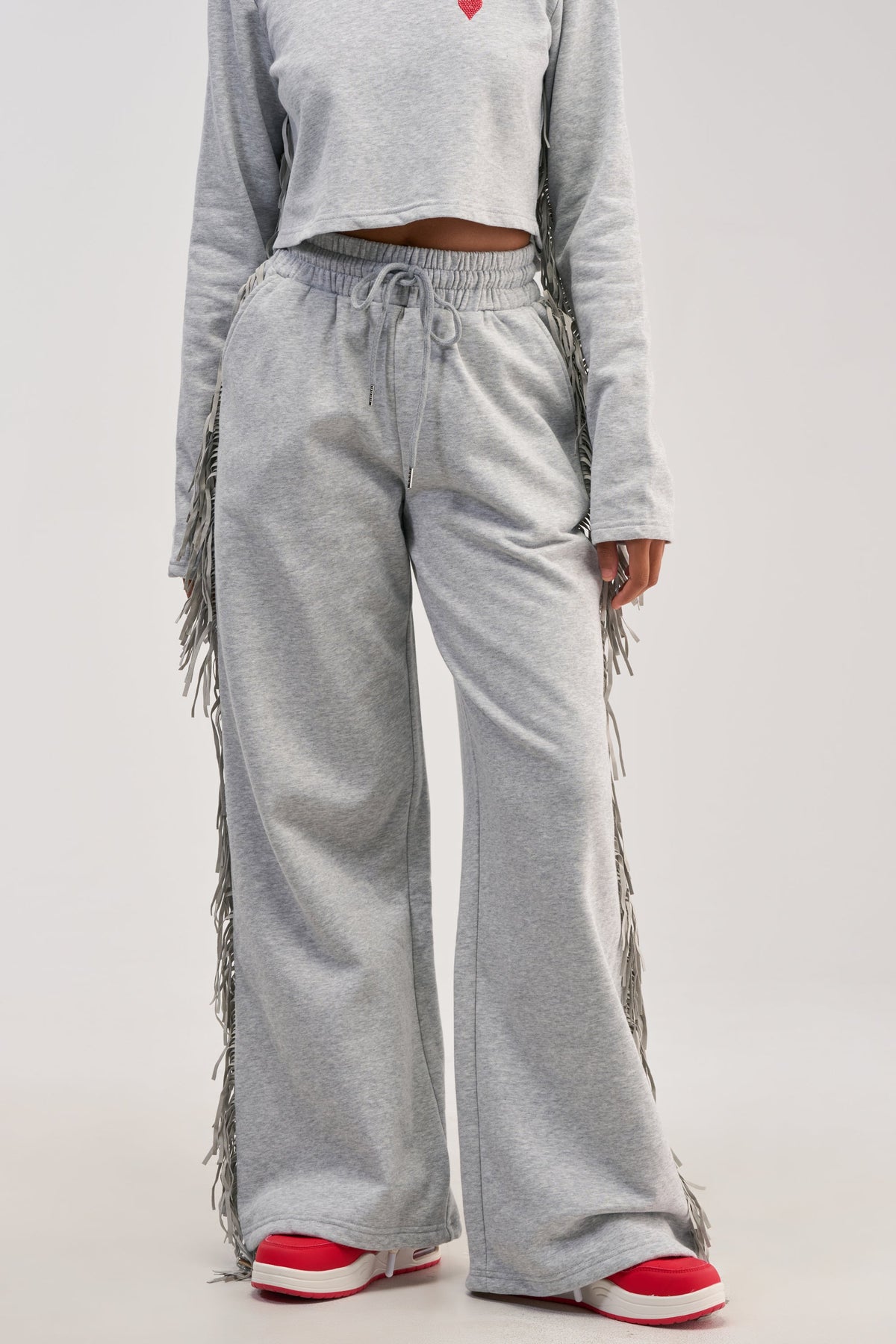 Sisoras PLAYING CARDS WIDE LEG JOGGER IN HEATHER GREY