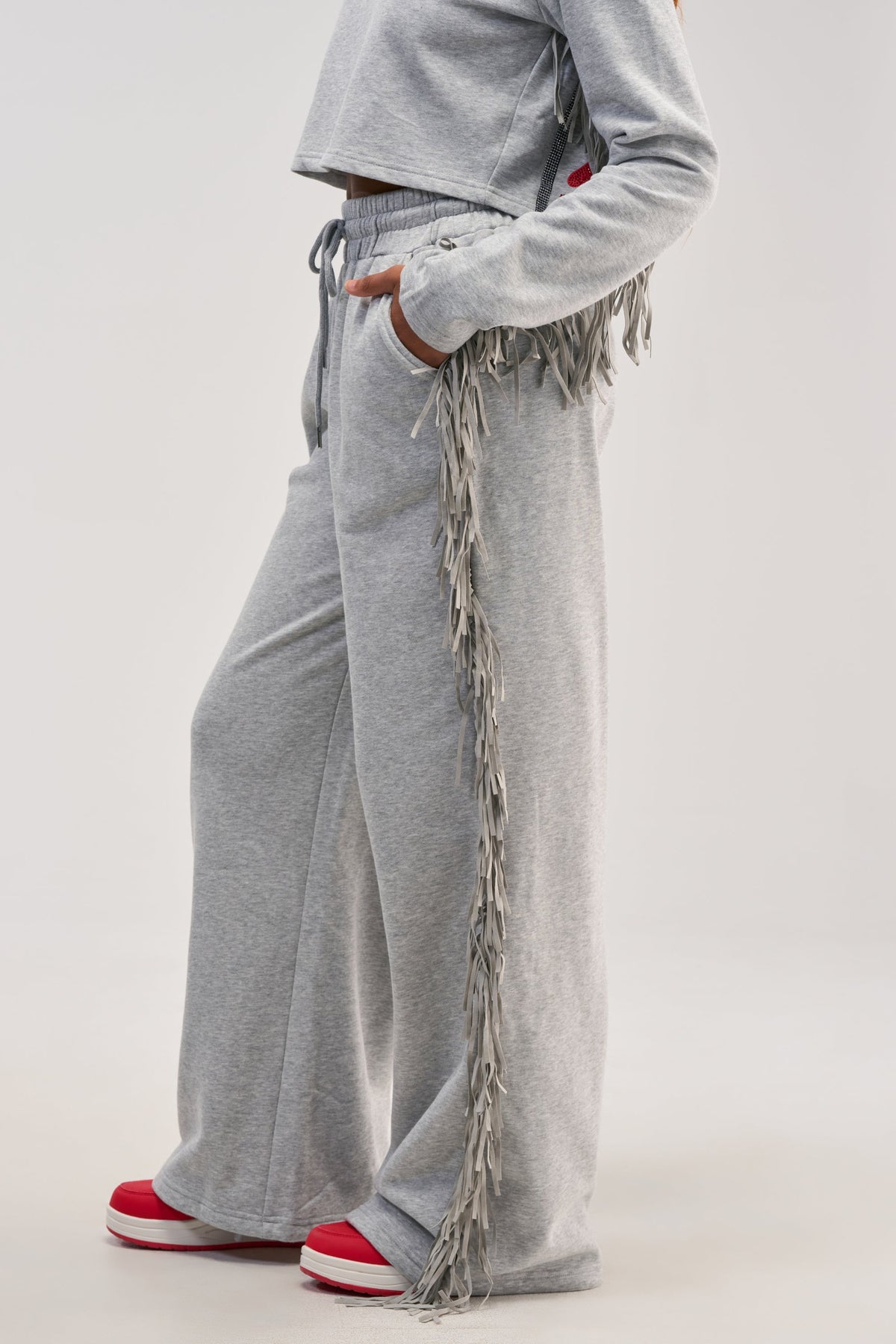 Sisoras PLAYING CARDS WIDE LEG JOGGER IN HEATHER GREY
