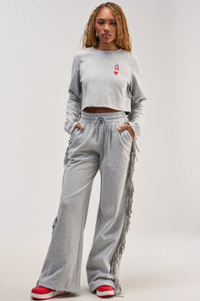 Sisoras PLAYING CARDS WIDE LEG JOGGER IN HEATHER GREY