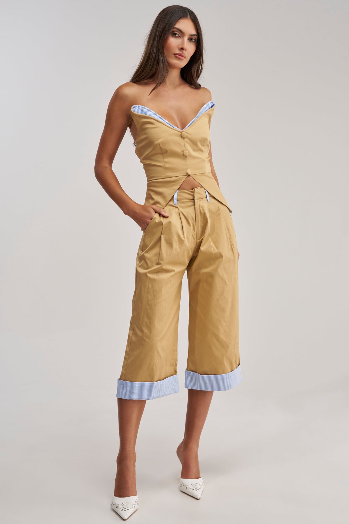 TOP TIER POPLIN TRIM CORSET