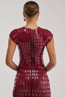 SEE THROUGH ME TOP IN BURGUNDY