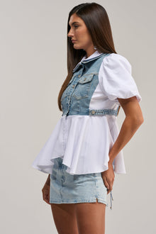 HOPELESS ROMANTIC DENIM BLOUSE