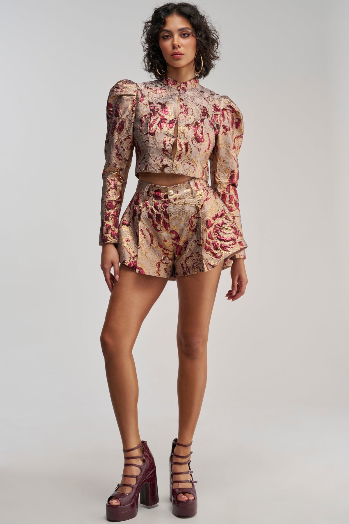 PENNY BROCADE SHORT IN BRONZE