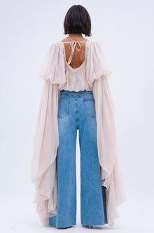 SLOUCHY SQUARE NECK LONG SLEEVE BLOUSE TOP