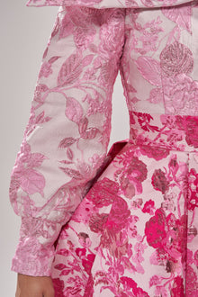 RENAISSANCE TWO-TONE BROCADE MINI DRESS IN PINK