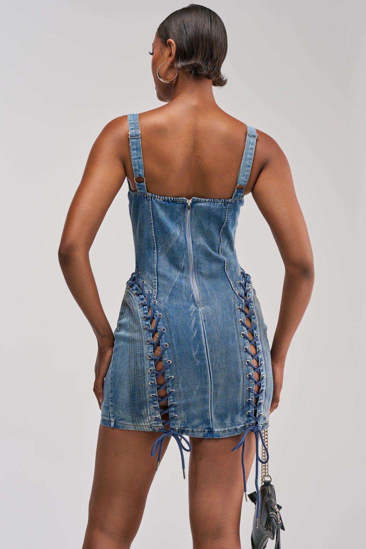 READY FOR THE RODEO LACE UP DENIM DRESS