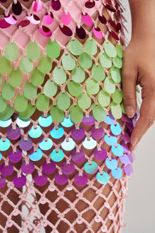 PARTY CRASHER SEQUIN MAXI DRESS IN GREEN MULTI