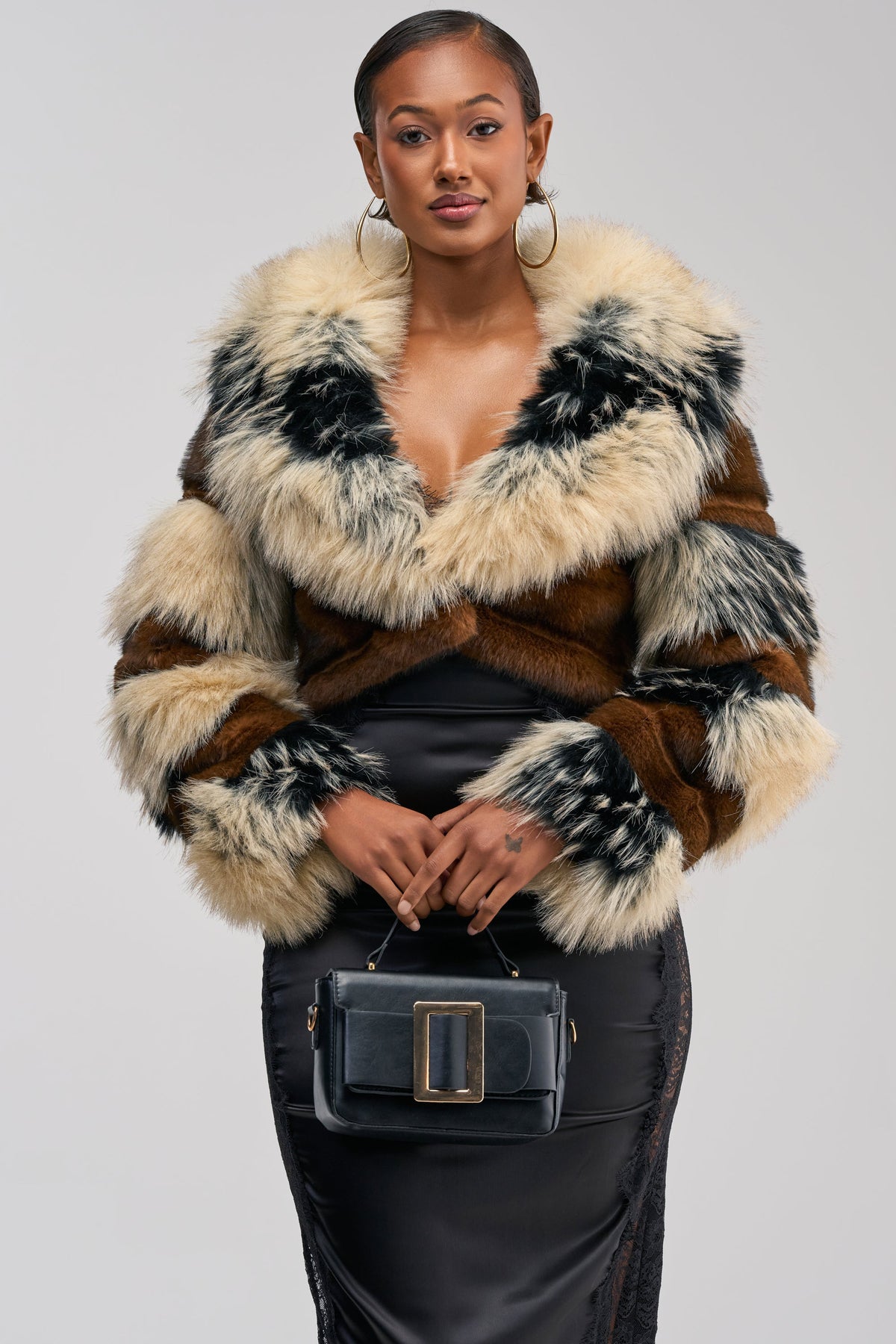 PORTIA CROPPED FAUX FUR JACKET