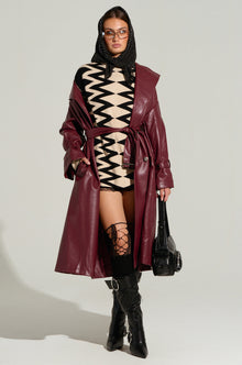 ALINNA FAUX LEATHER TRENCH