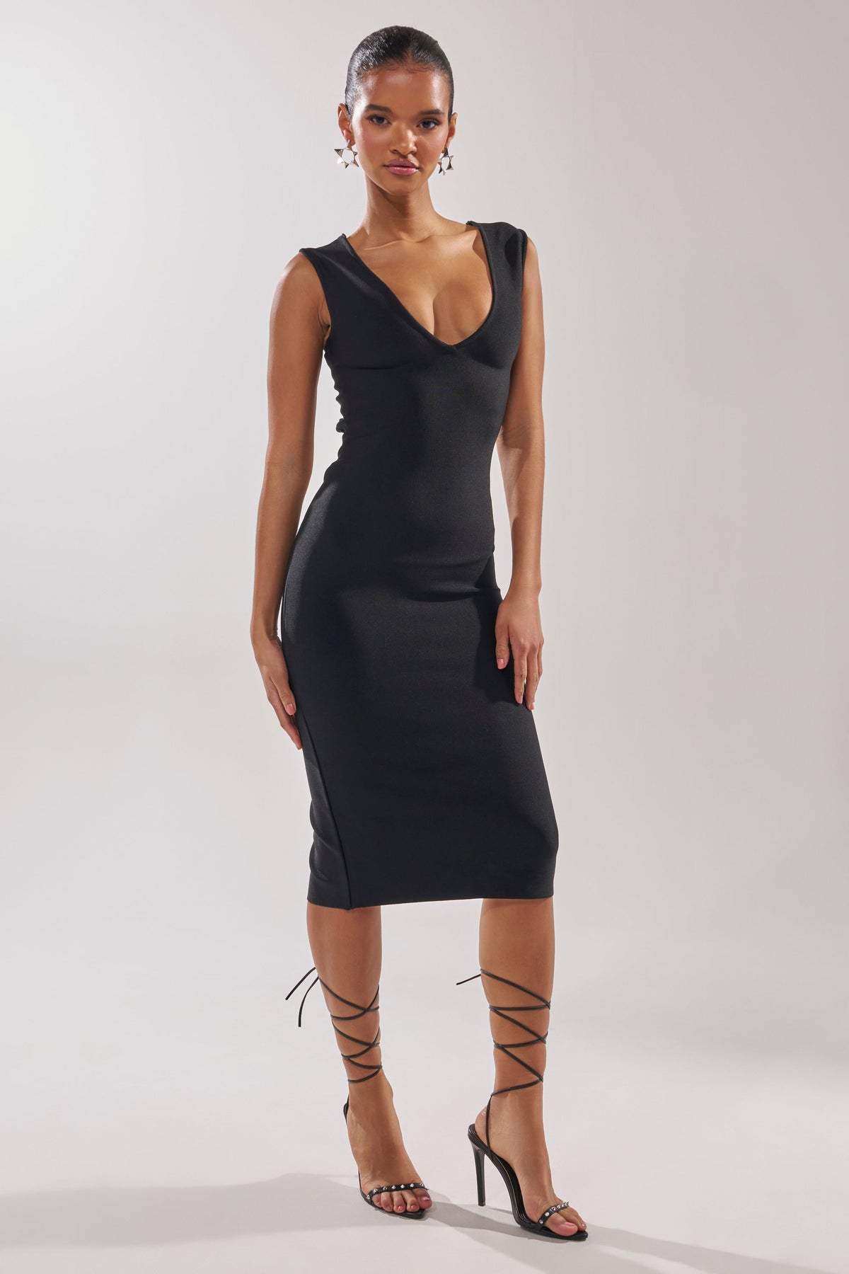 MIDNIGHT LACES CORSET MIDI DRESS