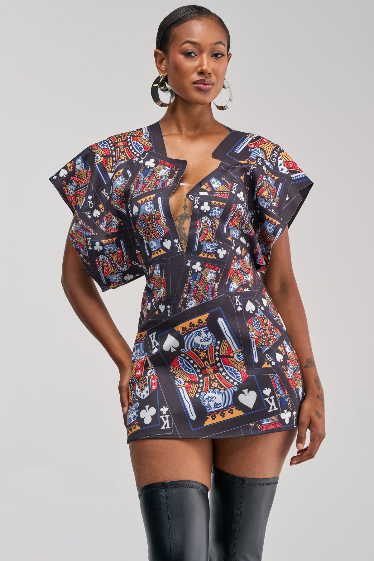 HOUSE OF CARDS MINI DRESS IN BLACK MULTI