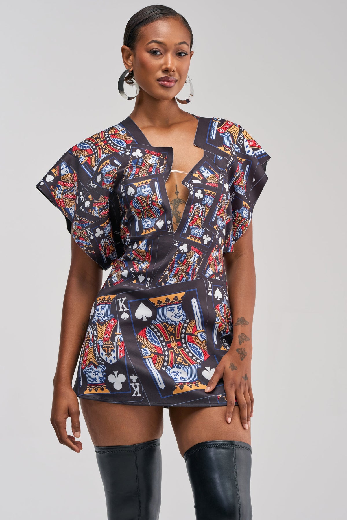 HOUSE OF CARDS MINI DRESS IN BLACK MULTI