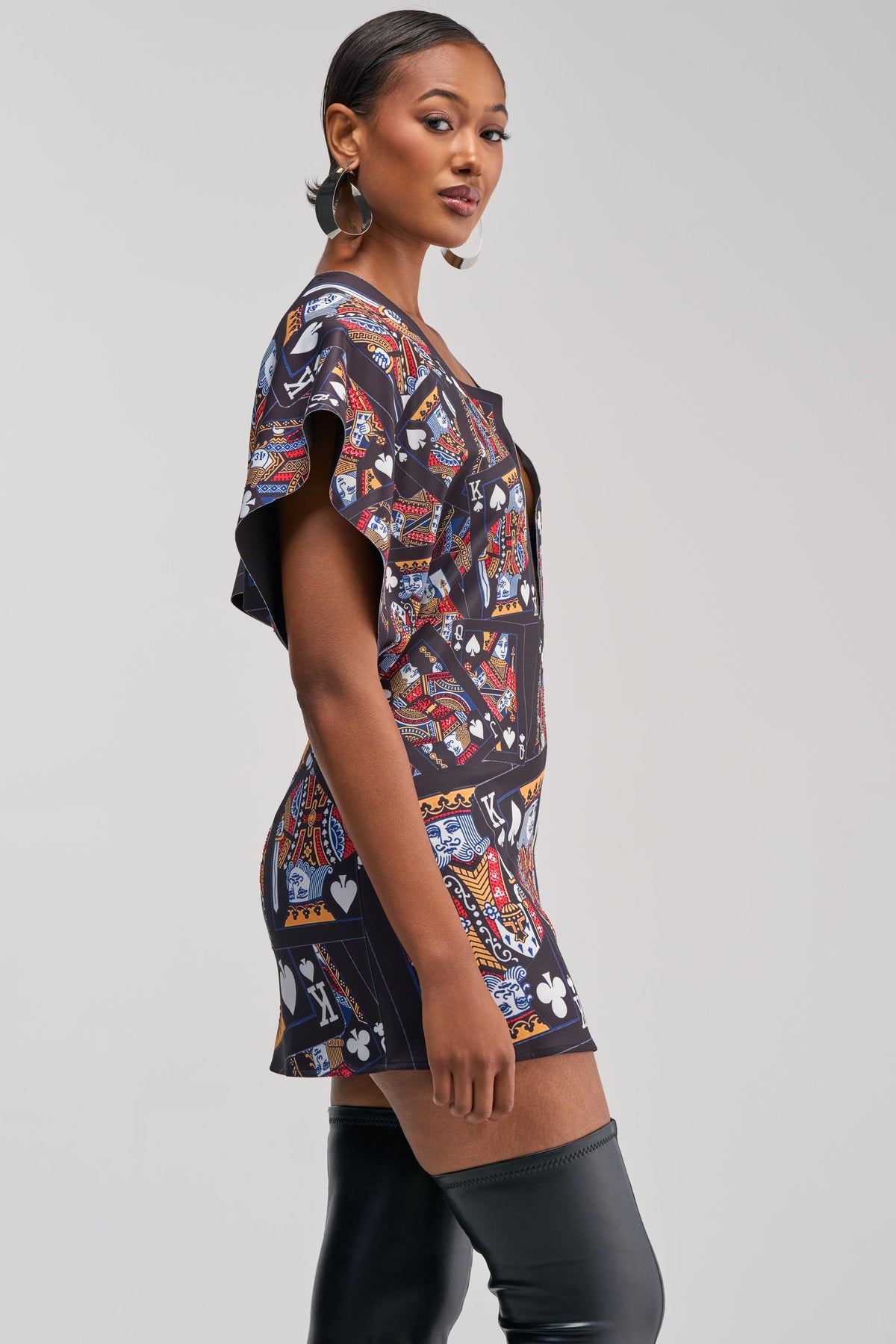 HOUSE OF CARDS MINI DRESS IN BLACK MULTI
